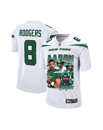 Aaron Rodgers 8 New York Jets Rocket Arm Game YOUTH Jersey - White