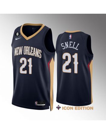 Tony Snell 21 New Orleans Pelicans Navy Jersey 2022-23 Icon Edition NO.6 Patch