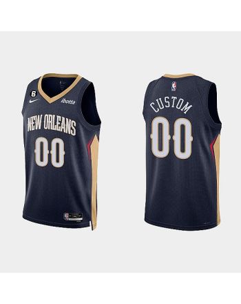 New Orleans Pelicans 00 Custom 2022-23 Icon Edition Navy Men Jersey