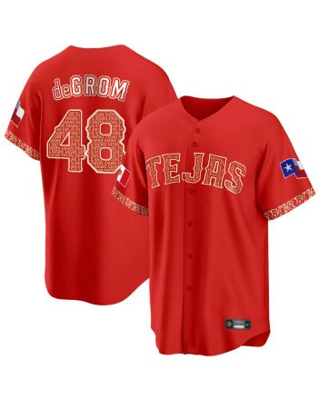 Jacob Degrom 48 Texas Rangers Mexican Collection Baseball Men Jersey - Red