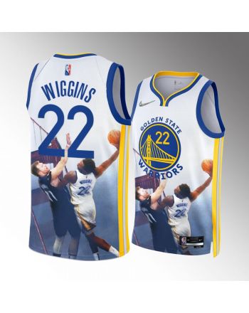 Andrew Wiggins 22 Poster Dunk Over Luka Golden State Warriors Printing White Men Jersey Playoffs Game