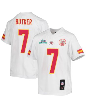 Harrison Butker 7 Kansas City Chiefs Super Bowl LVII Champions Youth Game Jersey - White