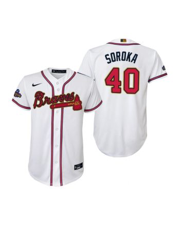 Youth Mike Soroka 40 Atlanta Braves White 2022-23 Gold Program Jersey