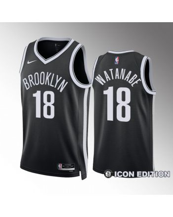 Yuta Watanabe 18 2022-23 Brooklyn Nets Black Icon Edition Jersey Swingman