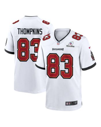 Deven Thompkins 83 Tampa Bay Buccaneers 2023 Playoffs Patch Game Men Jersey - White