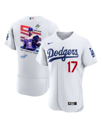 Shohei Ohtani 17 Los Angeles Dodgers Signed MVP 2023 Home ELITE Jersey - Men White Jersey