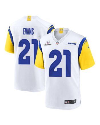 Zach Evans 21 Los Angeles Rams 2023 Playoffs Patch Game Men Jersey - White