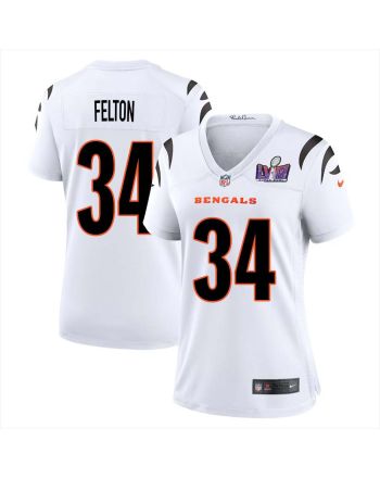 Demetric Felton 34 Cincinnati Bengals Super Bowl LVIII Women Away Limited Jersey - White