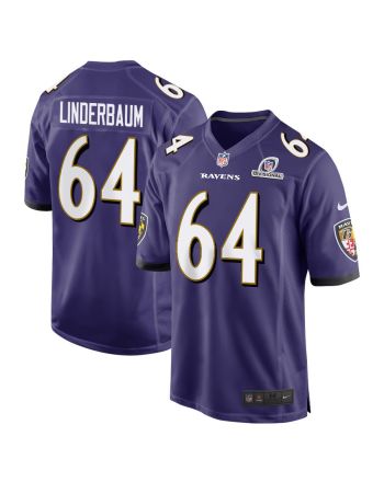 Tyler Linderbaum 64 Baltimore Ravens 2024 Divisional Patch Game Men Jersey - Purple