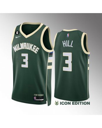 George Hill 3 Milwaukee Bucks Green Jersey 2022-23 Icon Edition NO.6 Patch