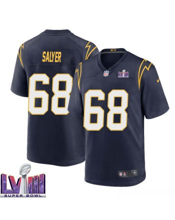 Jamaree Salyer 68 Los Angeles Chargers Super Bowl LVIII Men Alternate Game Jersey - Navy