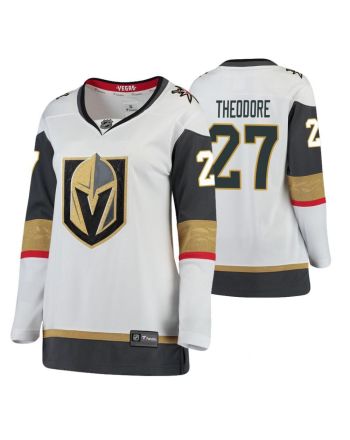 Women Vegas Golden Knights Shea Theodore 27 Breakaway Away White Jersey Jersey