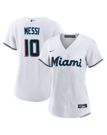 Lionel Messi Miami Marlins Baseball Cool Base Jersey - Women Stitched - White