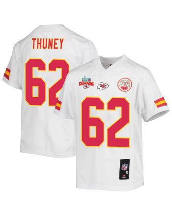 Joe Thuney 62 Kansas City Chiefs Super Bowl LVII Champions 3 Stars Youth Game Jersey - White