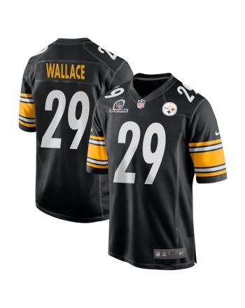 Levi Wallace 29 Pittsburgh Steelers 2023 Playoffs Patch Game Men Jersey - Black