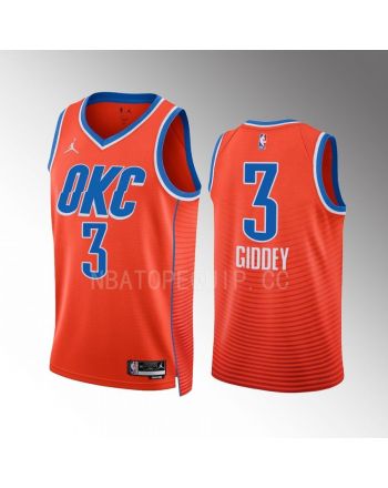 Josh Giddey 3 Oklahoma City Thunder Orange Men Jersey 2022-23 Statement Edition Swingman