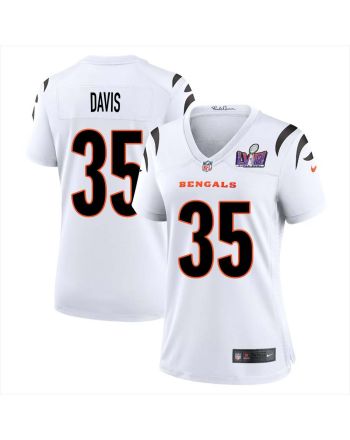 Jalen Davis 35 Cincinnati Bengals Super Bowl LVIII Women Away Limited Jersey - White