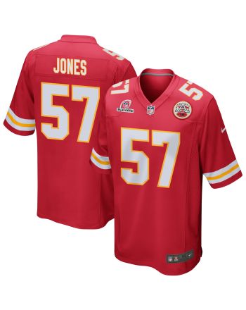 Truman Jones 57 Kansas City Chiefs 2023 Playoffs Patch Game Men Jersey - Red