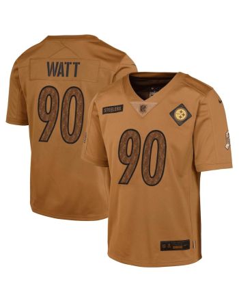 T.J. Watt 90 Pittsburgh Steelers 2023 Salute To Service Limited YOUTH Jersey - Brown