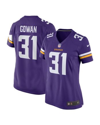 Tay Gowan 31 Minnesota Vikings Women's Home Game Player Jersey - Purple