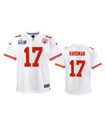 Mecole Hardman 17 Kansas City Chiefs Super Bowl LVII Game Jersey - Youth White