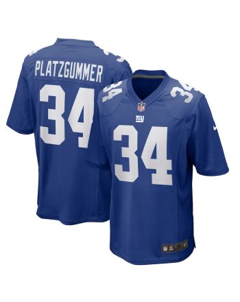 Sandro Platzgummer 34 New York Giants Men Game Jersey - Royal