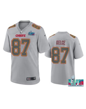 Travis Kelce 87 Kansas City Chiefs Super Bowl LVII Patch Atmosphere Fashion Game Jersey - Gray