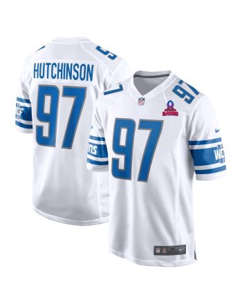 Aidan Hutchinson 97 Detroit Lions 2024 Pro Bowl Patch Game Men Jersey - White