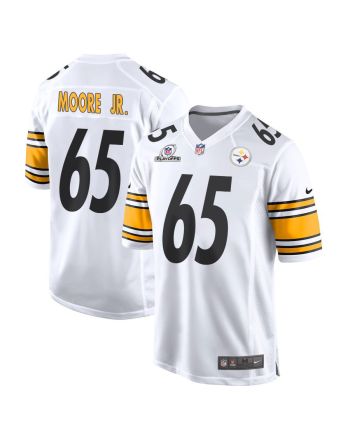 Dan Moore Jr. 65 Pittsburgh Steelers 2023 Playoffs Patch Game Men Jersey - White