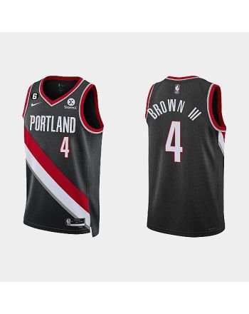 Portland Trail Blazers 4 Greg Brown III 2022-23 Icon Edition Black Men Jersey