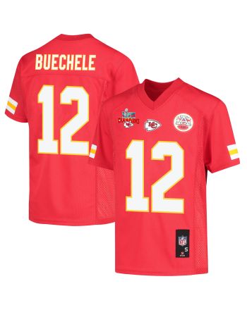 Shane Buechele 12 Kansas City Chiefs Super Bowl LVII Champions 3 Stars Youth Game Jersey - Red