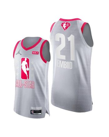 2022 All-Star 76ers 21 Joel Embiid Grey Red Jersey 75th - Men