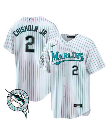 Jazz Chisholm Jr. 2 Miami Marlins Throwback Cool Base Men Jersey - White