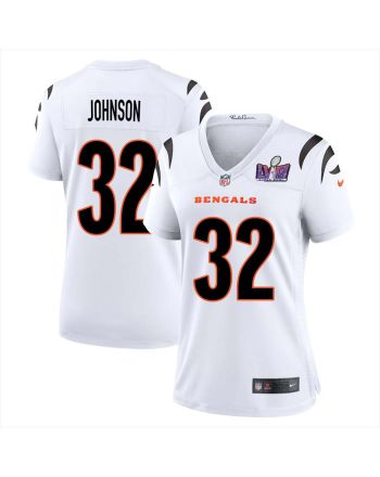 Rudi Johnson 32 Cincinnati Bengals Super Bowl LVIII Women Away Limited Jersey - White