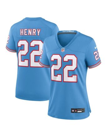 Derrick Henry 22 Tennessee Titans Oilers Throwback Alternate Game Women Jersey - Light Blue