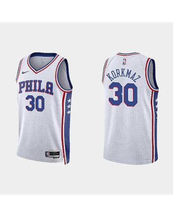 Philadelphia 76ers Furkan Korkmaz 30 2022-23 Association Edition White Men Jersey Swingman