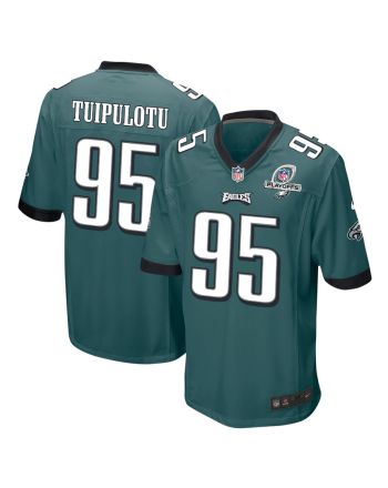 Marlon Tuipulotu 95 Philadelphia Eagles 2023 Playoffs Patch Game Men Jersey - Midnight Green