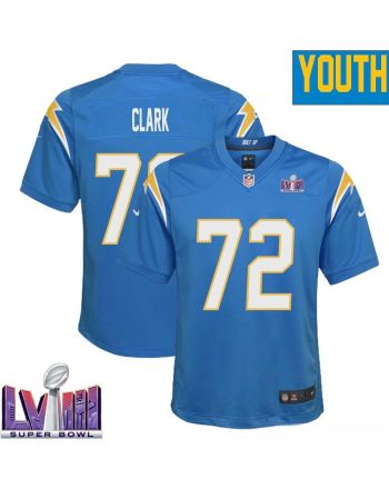 Jerrod Clark 72 Los Angeles Chargers Super Bowl LVIII YOUTH Home Game Jersey - Powder Blue