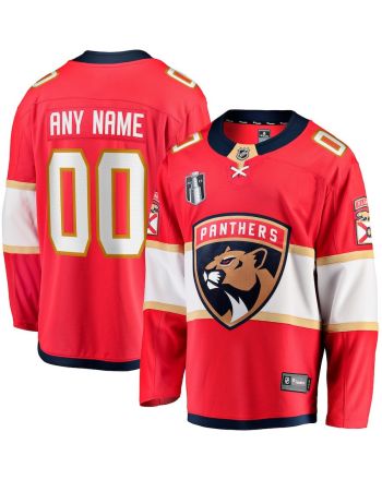 Custom 00 Florida Panthers 2023 Stanley Cup Final Home Breakaway Jersey - Red