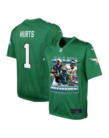 Jalen Hurts 1 Philadelphia Eagles Heartbeat Game YOUTH Jersey - Green