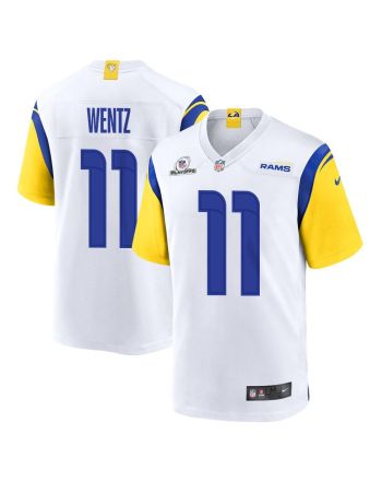 Carson Wentz 11 Los Angeles Rams 2023 Playoffs Patch Game Men Jersey - White