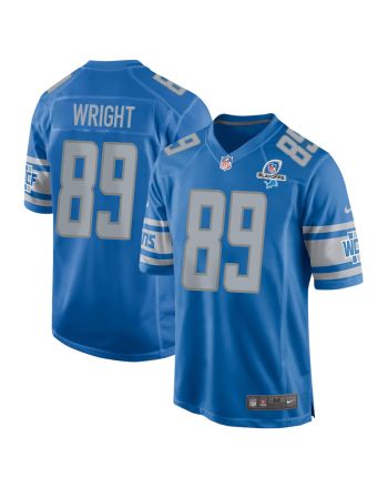 Brock Wright 89 Detroit Lions 2023 Playoffs Patch Game Men Jersey - Blue