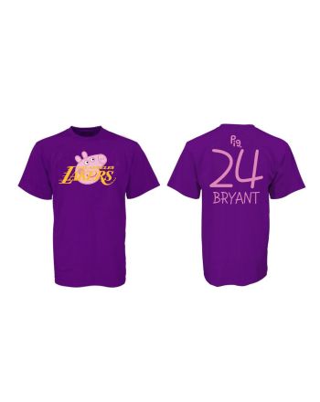 Kobe Bryant 24 Los Angeles Lakers Pig Print T-Shirt - Purple