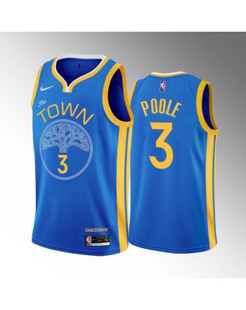 Jordan Poole 3 2022-23 Golden State Warriors Blue Earned Edition Jersey OAK Town