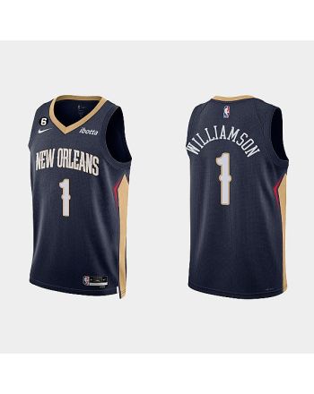 New Orleans Pelicans 1 Zion Williamson 2022-23 Icon Edition Navy Men Jersey