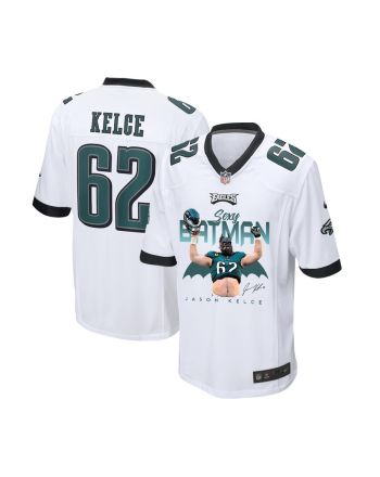 Jason Kelce 62 Philadelphia Eagles Sexy Batman Game YOUTH Jersey - White