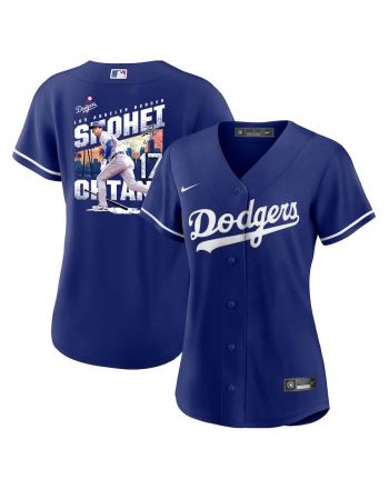 Shohei Ohtani 17 Los Angeles Dodgers Signed Homerun 2023 Alternate Women Jersey - Royal