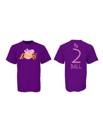 Lonzo Ball 2 Los Angeles Lakers Pig Print T-Shirt - Purple