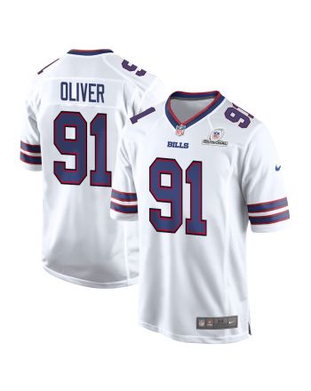 Ed Oliver 91 Buffalo Bills 2024 Divisional Patch Game Men Jersey - White