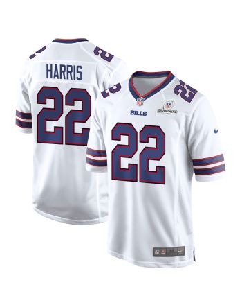 Damien Harris 22 Buffalo Bills 2024 Divisional Patch Game Men Jersey - White